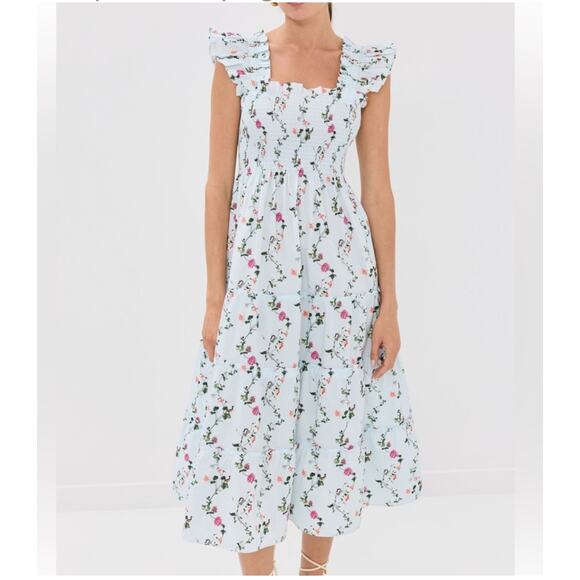 HILL HOUSE HOME Ellie Nap Dress Blue Pond Floral Print S - Picture 6 of 11